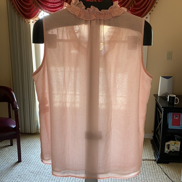 Orange/White Polka Dotted Work Blouse - Picture 2 of 7